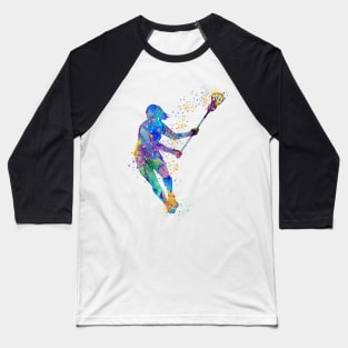 Lacrosse Girl Watercolor Painting Art Print Gifts Baseball T-Shirt